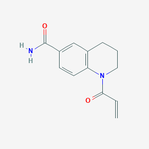 molecular formula C13H14N2O2 B2974592 1-Prop-2-enoyl-3,4-dihydro-2H-quinoline-6-carboxamide CAS No. 2195972-66-6