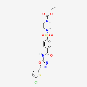 molecular formula C20H20ClN5O6S2 B2974600 Ethyl 4-((4-((5-(5-chlorothiophen-2-yl)-1,3,4-oxadiazol-2-yl)carbamoyl)phenyl)sulfonyl)piperazine-1-carboxylate CAS No. 533872-35-4
