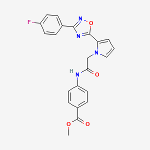 molecular formula C22H17FN4O4 B2974624 甲酸甲酯4-[({2-[3-(4-氟苯基)-1,2,4-噁二唑-5-基]-1H-吡咯-1-基}乙酰)氨基]苯甲酸酯 CAS No. 1260998-86-4