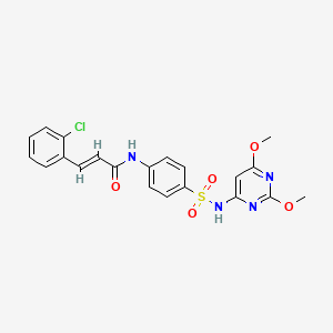 molecular formula C21H19ClN4O5S B2974625 (E)-3-(2-chlorophenyl)-N-(4-(N-(2,6-dimethoxypyrimidin-4-yl)sulfamoyl)phenyl)acrylamide CAS No. 391221-02-6