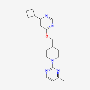 molecular formula C19H25N5O B2974630 2-(4-(((6-环丁基嘧啶-4-基)氧基)甲基)哌啶-1-基)-4-甲基嘧啶 CAS No. 2320523-71-3