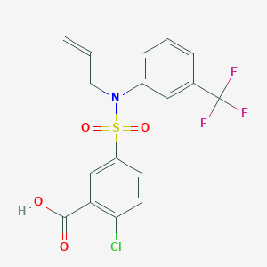 molecular formula C17H13ClF3NO4S B2974653 2-Chloro-5-[(prop-2-en-1-yl)[3-(trifluoromethyl)phenyl]sulfamoyl]benzoic acid CAS No. 723332-75-0