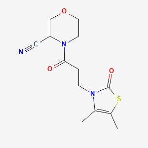 molecular formula C13H17N3O3S B2974662 4-[3-(4,5-Dimethyl-2-oxo-2,3-dihydro-1,3-thiazol-3-yl)propanoyl]morpholine-3-carbonitrile CAS No. 1384675-86-8