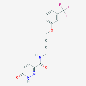 molecular formula C16H12F3N3O3 B2974674 6-oxo-N-(4-(3-(trifluoromethyl)phenoxy)but-2-yn-1-yl)-1,6-dihydropyridazine-3-carboxamide CAS No. 1421507-55-2