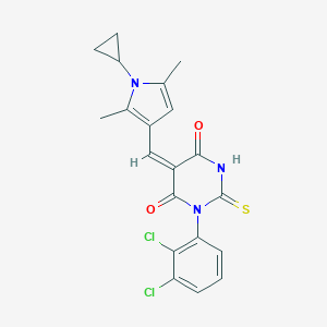 molecular formula C20H17Cl2N3O2S B297468 5-[(1-cyclopropyl-2,5-dimethyl-1H-pyrrol-3-yl)methylene]-1-(2,3-dichlorophenyl)-2-thioxodihydro-4,6(1H,5H)-pyrimidinedione 