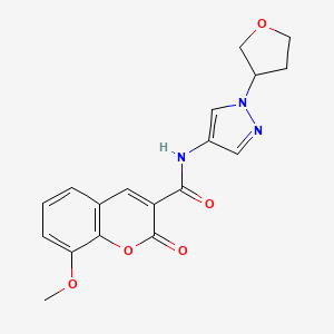 molecular formula C18H17N3O5 B2974681 8-methoxy-2-oxo-N-(1-(tetrahydrofuran-3-yl)-1H-pyrazol-4-yl)-2H-chromene-3-carboxamide CAS No. 1797558-83-8