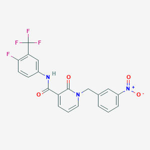 molecular formula C20H13F4N3O4 B2974686 N-(4-fluoro-3-(trifluoromethyl)phenyl)-1-(3-nitrobenzyl)-2-oxo-1,2-dihydropyridine-3-carboxamide CAS No. 900009-48-5