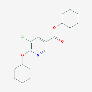 molecular formula C18H24ClNO3 B2974700 Cyclohexyl 5-chloro-6-(cyclohexyloxy)pyridine-3-carboxylate CAS No. 1803612-34-1