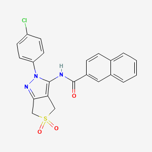 molecular formula C22H16ClN3O3S B2974701 N-[2-(4-chlorophenyl)-5,5-dioxo-4,6-dihydrothieno[3,4-c]pyrazol-3-yl]naphthalene-2-carboxamide CAS No. 681266-71-7