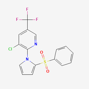 molecular formula C16H10ClF3N2O2S B2974713 3-氯-2-[2-(苯基磺酰)-1H-吡咯-1-基]-5-(三氟甲基)吡啶 CAS No. 338406-56-7