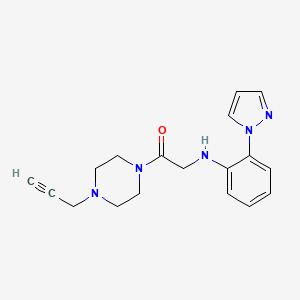 molecular formula C18H21N5O B2974717 1-[4-(prop-2-yn-1-yl)piperazin-1-yl]-2-{[2-(1H-pyrazol-1-yl)phenyl]amino}ethan-1-one CAS No. 1384652-29-2
