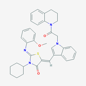 3-cyclohexyl-5-({1-[2-(3,4-dihydro-1(2H)-quinolinyl)-2-oxoethyl]-1H-indol-3-yl}methylene)-2-[(2-methoxyphenyl)imino]-1,3-thiazolidin-4-one