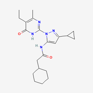 2-cyclohexyl-N-(3-cyclopropyl-1-(5-ethyl-4-methyl-6-oxo-1,6-dihydropyrimidin-2-yl)-1H-pyrazol-5-yl)acetamide