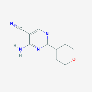 molecular formula C10H12N4O B2974737 4-Amino-2-(oxan-4-yl)pyrimidine-5-carbonitrile CAS No. 1484489-45-3