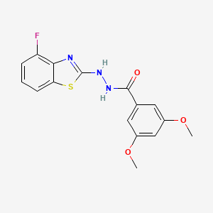 molecular formula C16H14FN3O3S B2974741 N'-(4-fluoro-1,3-benzothiazol-2-yl)-3,5-dimethoxybenzohydrazide CAS No. 851978-73-9