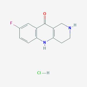 molecular formula C12H12ClFN2O B2974744 8-氟-2,3,4,5-四氢-1H-苯并[b][1,6]萘啶-10-酮；盐酸盐 CAS No. 2253630-93-0