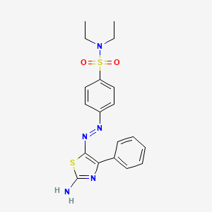 molecular formula C19H21N5O2S2 B2974745 (Z)-N,N-diethyl-4-(2-(2-imino-4-phenylthiazol-5(2H)-ylidene)hydrazinyl)benzenesulfonamide CAS No. 326910-58-1