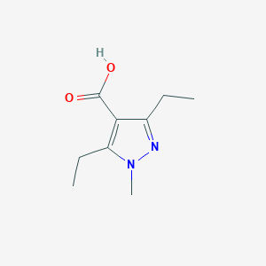 molecular formula C9H14N2O2 B2974751 3,5-diethyl-1-methyl-1H-pyrazole-4-carboxylic acid CAS No. 1171627-40-9
