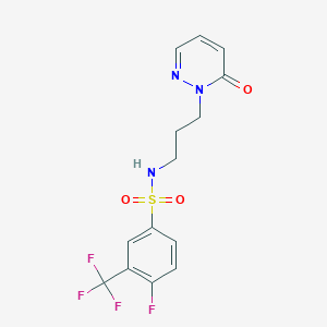 molecular formula C14H13F4N3O3S B2974759 4-fluoro-N-(3-(6-oxopyridazin-1(6H)-yl)propyl)-3-(trifluoromethyl)benzenesulfonamide CAS No. 1203124-75-7