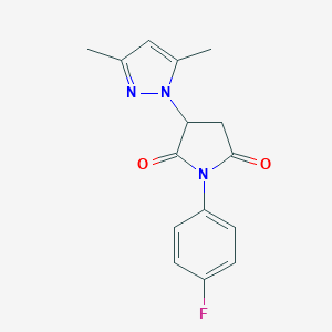 molecular formula C15H14FN3O2 B297476 3-(3,5-dimethyl-1H-pyrazol-1-yl)-1-(4-fluorophenyl)-2,5-pyrrolidinedione 