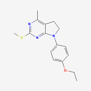 molecular formula C16H19N3OS B2974760 4-[4-甲基-2-(甲硫基)-5,6-二氢-7H-吡咯并[2,3-d]嘧啶-7-基]苯基乙醚 CAS No. 338416-18-5