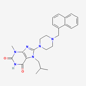 molecular formula C25H30N6O2 B2974771 3-Methyl-7-(2-methylpropyl)-8-[4-(naphthalen-1-ylmethyl)piperazin-1-yl]purine-2,6-dione CAS No. 902017-43-0