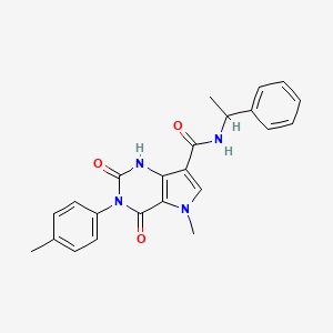 molecular formula C23H22N4O3 B2974774 5-methyl-2,4-dioxo-N-(1-phenylethyl)-3-(p-tolyl)-2,3,4,5-tetrahydro-1H-pyrrolo[3,2-d]pyrimidine-7-carboxamide CAS No. 921806-94-2