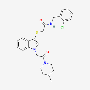 molecular formula C25H28ClN3O2S B2974783 N-(2-chlorobenzyl)-2-((1-(2-(4-methylpiperidin-1-yl)-2-oxoethyl)-1H-indol-3-yl)thio)acetamide CAS No. 878054-59-2