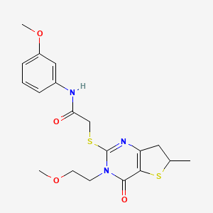 2-[[3-(2-methoxyethyl)-6-methyl-4-oxo-6,7-dihydrothieno[3,2-d]pyrimidin-2-yl]sulfanyl]-N-(3-methoxyphenyl)acetamide