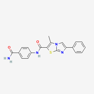 molecular formula C20H16N4O2S B2974792 N-(4-carbamoylphenyl)-3-methyl-6-phenylimidazo[2,1-b]thiazole-2-carboxamide CAS No. 852133-71-2
