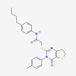 molecular formula C25H27N3O2S2 B2974795 N-(4-butylphenyl)-2-((4-oxo-3-(p-tolyl)-3,4,6,7-tetrahydrothieno[3,2-d]pyrimidin-2-yl)thio)acetamide CAS No. 686771-54-0