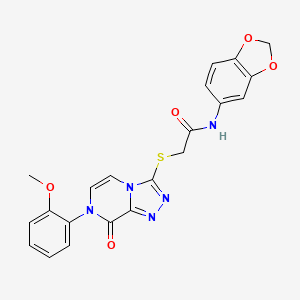 N-(benzo[d][1,3]dioxol-5-yl)-2-((7-(2-methoxyphenyl)-8-oxo-7,8-dihydro-[1,2,4]triazolo[4,3-a]pyrazin-3-yl)thio)acetamide