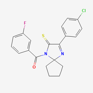 molecular formula C20H16ClFN2OS B2974803 3-(4-氯苯基)-1-(3-氟苯甲酰)-1,4-二氮杂螺[4.4]壬-3-烯-2-硫酮 CAS No. 1223947-99-6