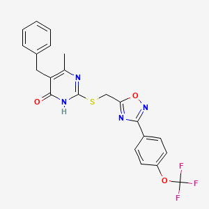 5-Benzyl-6-methyl-2-[({3-[4-(trifluoromethoxy)phenyl]-1,2,4-oxadiazol-5-yl}methyl)sulfanyl]-4-pyrimidinol
