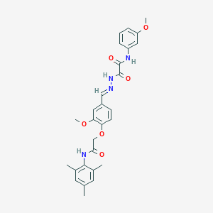 molecular formula C28H30N4O6 B297481 2-(2-{4-[2-(mesitylamino)-2-oxoethoxy]-3-methoxybenzylidene}hydrazino)-N-(3-methoxyphenyl)-2-oxoacetamide 