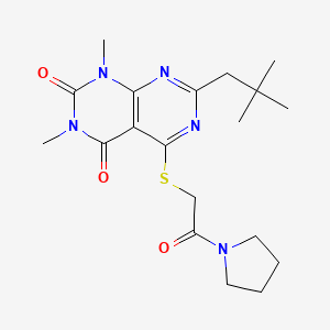 molecular formula C19H27N5O3S B2974814 7-(2,2-Dimethylpropyl)-1,3-dimethyl-5-(2-oxo-2-pyrrolidin-1-ylethyl)sulfanylpyrimido[4,5-d]pyrimidine-2,4-dione CAS No. 906219-96-3