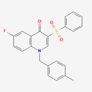 molecular formula C23H18FNO3S B2974817 3-(benzenesulfonyl)-6-fluoro-1-[(4-methylphenyl)methyl]-1,4-dihydroquinolin-4-one CAS No. 866725-87-3