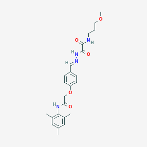 molecular formula C24H30N4O5 B297483 2-(2-{4-[2-(mesitylamino)-2-oxoethoxy]benzylidene}hydrazino)-N-(3-methoxypropyl)-2-oxoacetamide 
