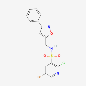 5-bromo-2-chloro-N-[(3-phenyl-1,2-oxazol-5-yl)methyl]pyridine-3-sulfonamide