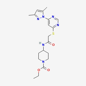 ethyl 4-(2-((6-(3,5-dimethyl-1H-pyrazol-1-yl)pyrimidin-4-yl)thio)acetamido)piperidine-1-carboxylate