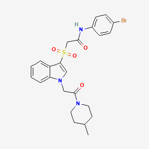N-(4-bromophenyl)-2-((1-(2-(4-methylpiperidin-1-yl)-2-oxoethyl)-1H-indol-3-yl)sulfonyl)acetamide