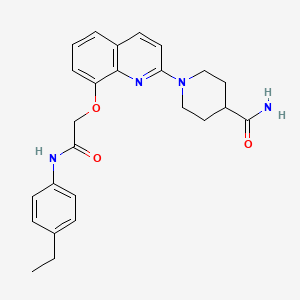 molecular formula C25H28N4O3 B2974889 1-(8-(2-((4-Ethylphenyl)amino)-2-oxoethoxy)quinolin-2-yl)piperidine-4-carboxamide CAS No. 921860-27-7