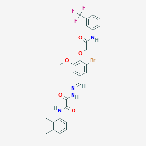 molecular formula C27H24BrF3N4O5 B297489 2-[2-(3-bromo-5-methoxy-4-{2-oxo-2-[3-(trifluoromethyl)anilino]ethoxy}benzylidene)hydrazino]-N-(2,3-dimethylphenyl)-2-oxoacetamide 