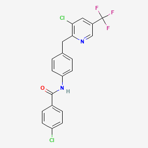 molecular formula C20H13Cl2F3N2O B2974906 4-氯-N-(4-{[3-氯-5-(三氟甲基)吡啶-2-基]甲基}苯基)苯甲酰胺 CAS No. 338956-72-2
