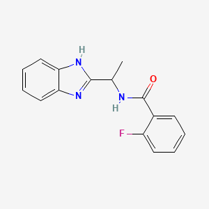 molecular formula C16H14FN3O B2974907 N-(1-(1H-1,3-benzimidazol-2-yl)ethyl)-2-fluorobenzenecarboxamide CAS No. 338410-64-3