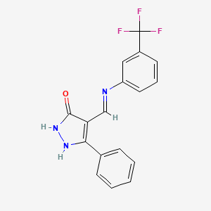 5-phenyl-4-{[3-(trifluoromethyl)anilino]methylene}-2,4-dihydro-3H-pyrazol-3-one
