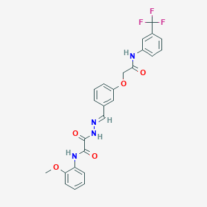 N-(2-methoxyphenyl)-2-oxo-2-[2-(3-{2-oxo-2-[3-(trifluoromethyl)anilino]ethoxy}benzylidene)hydrazino]acetamide