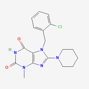 molecular formula C18H20ClN5O2 B2974912 7-(2-chlorobenzyl)-3-methyl-8-(piperidin-1-yl)-3,7-dihydro-1H-purine-2,6-dione CAS No. 305868-07-9