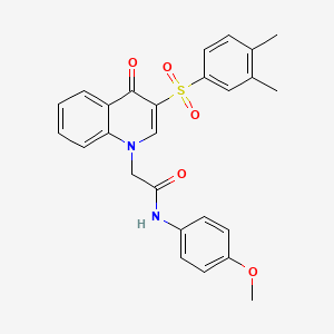 molecular formula C26H24N2O5S B2974918 2-(3-((3,4-dimethylphenyl)sulfonyl)-4-oxoquinolin-1(4H)-yl)-N-(4-methoxyphenyl)acetamide CAS No. 902521-41-9