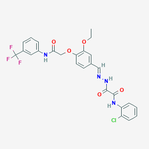 molecular formula C26H22ClF3N4O5 B297492 N-(2-chlorophenyl)-2-[2-(3-ethoxy-4-{2-oxo-2-[3-(trifluoromethyl)anilino]ethoxy}benzylidene)hydrazino]-2-oxoacetamide 